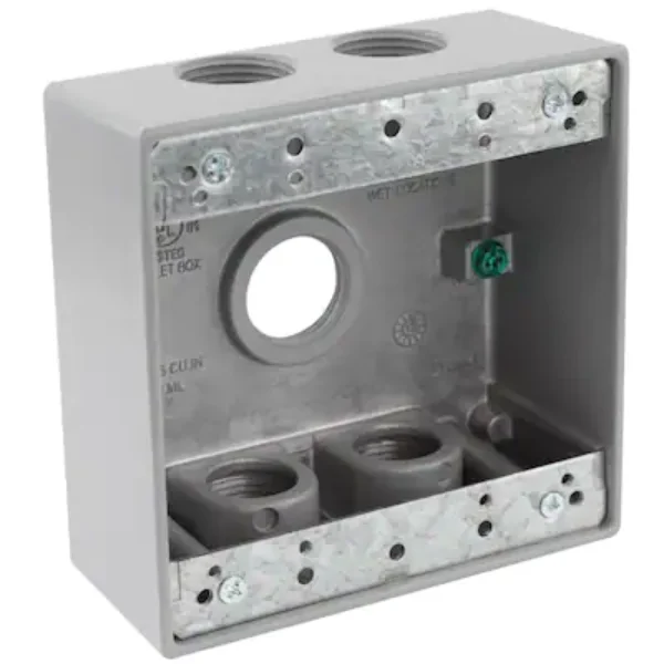1/2 in. Gray 2-Gang 5-Holes Weatherproof Box