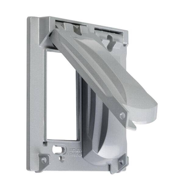 N3R Aluminum Gray 2-Gang Weatherproof Electrical Outlet Covers, UFAST 25-in-1,2 Lockable Flip Covers